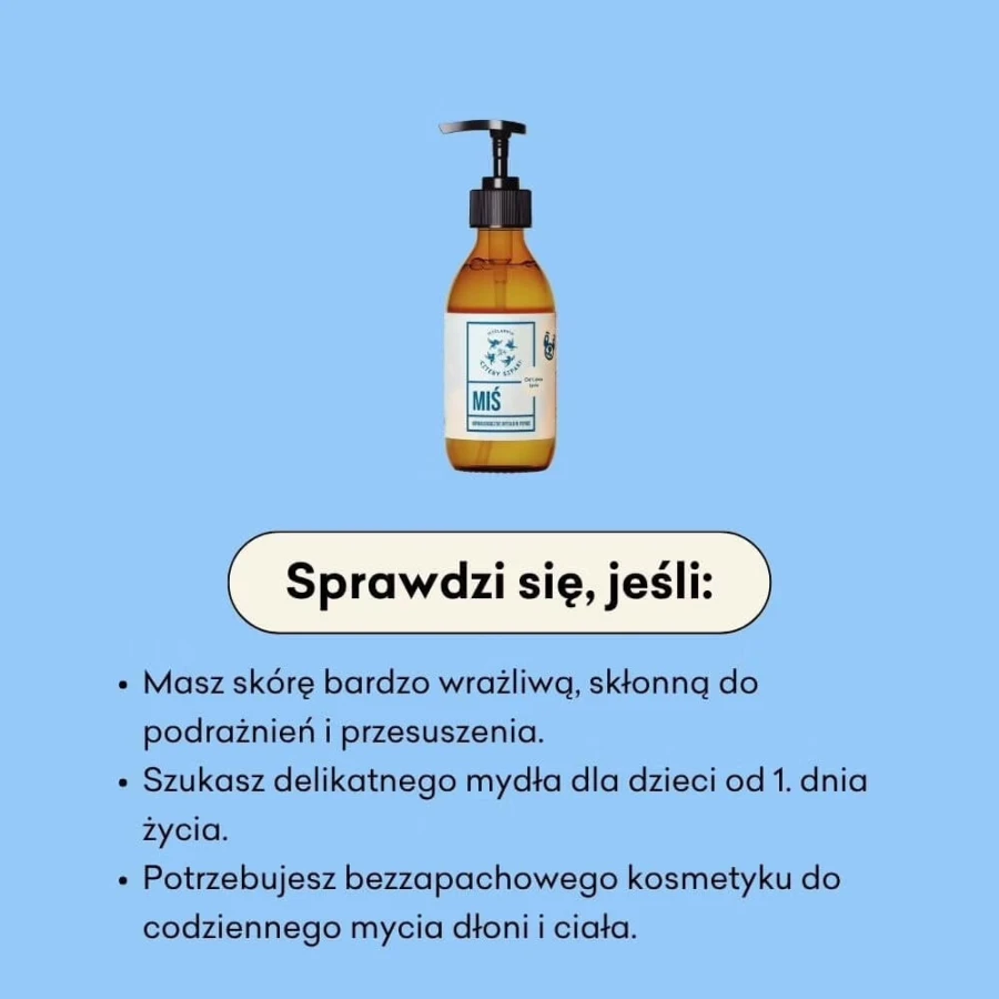 Miś - hipoalergiczne naturalne mydło w płynie od 1. dnia życia, 300ml / Mydlarnia Cztery Szpaki