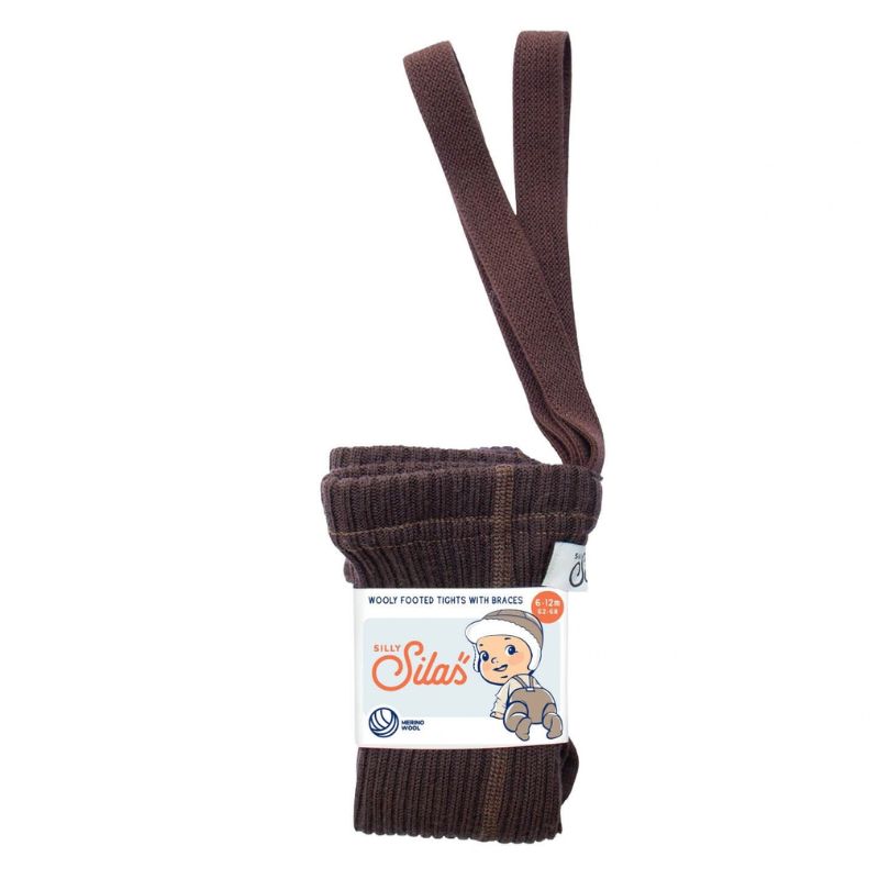 Rajstopki 100% wełny merino ze stopkami Footed - Espresso Brown / Silly Silas