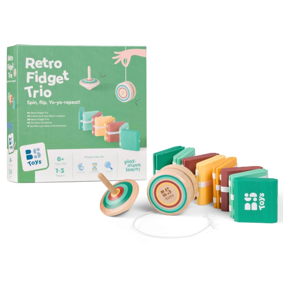 Klasyczne gry Retro Fidget Trio, jojo, bączek, drabinka Jacoba, 6+ / BS Toys