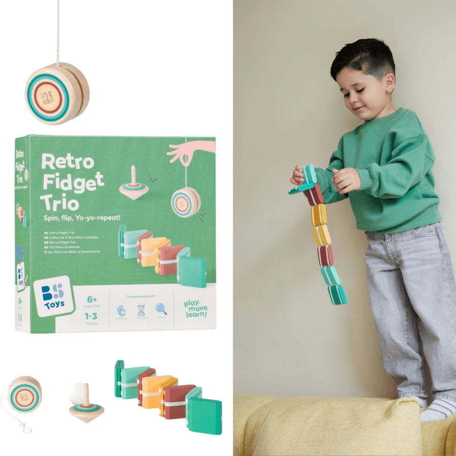 Klasyczne gry Retro Fidget Trio, jojo, bączek, drabinka Jacoba, 6+ / BS Toys