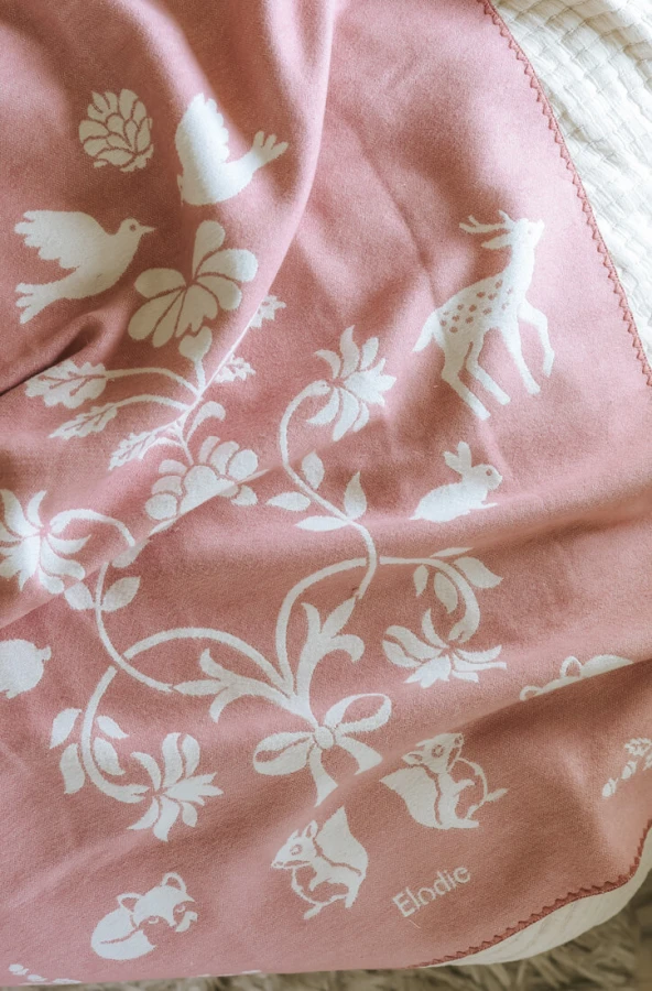 Kocyk żakardowy Jacquard 100x75cm - Mullberry Pink / Elodie Details