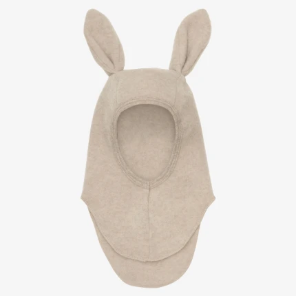 Kominiarka 100% wełny merino z uszkami królika - Sand Melange / HUTTEliHUT