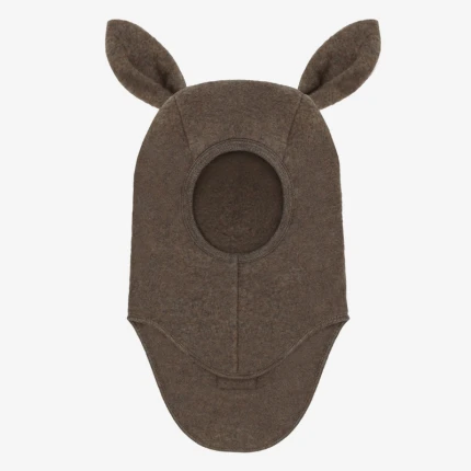 Kominiarka 100% wełny merino z uszkami królika - Brown Melange / HUTTEliHUT