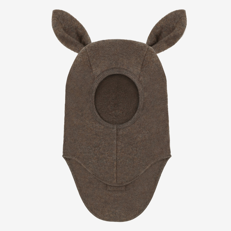 Kominiarka 100% wełny merino z uszkami królika - Brown Melange / HUTTEliHUT