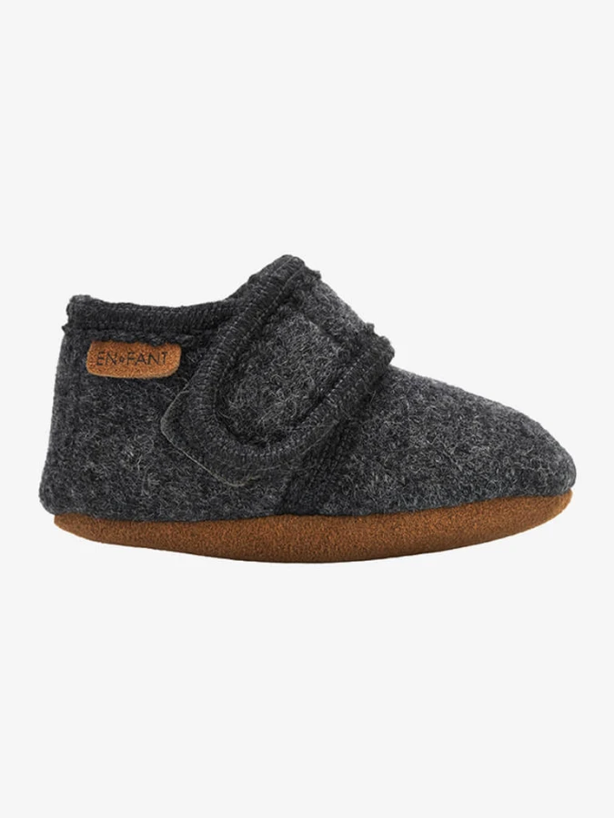 Kapcie dziecięce 100% wełny - Dark grey melange / En Fant