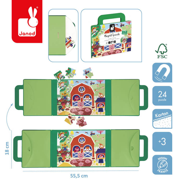 Magnetyczne puzzle Farma Magneti'puzzles 24 el. 3+ / Janod