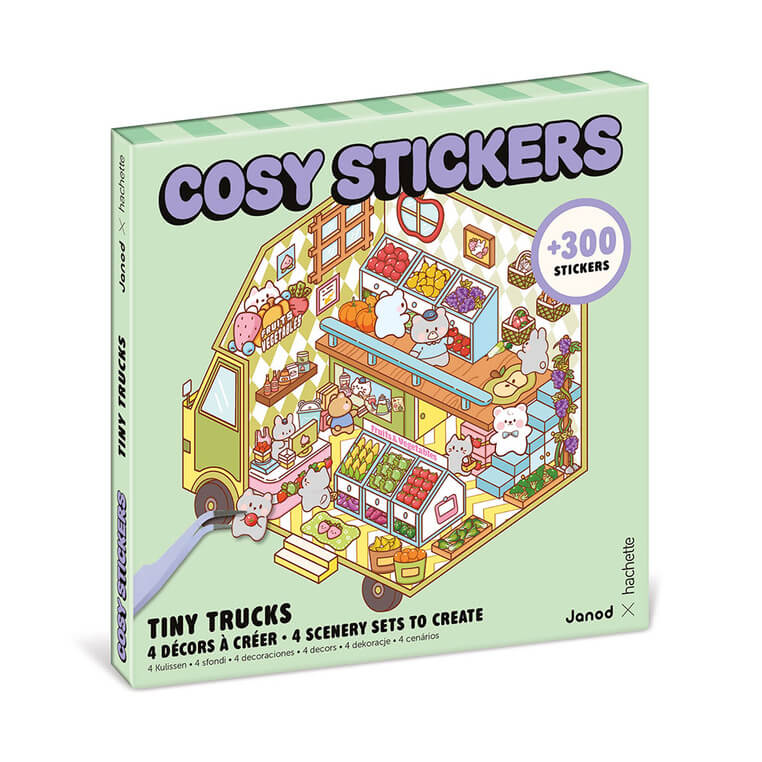 Zestaw kreatywny Scenki do wyklejania z mini naklejkami i pęsetą Cosy stickers - Ciężarówka / Janod