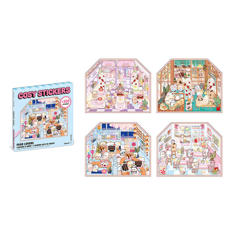 Zestaw kreatywny Scenki do wyklejania z mini naklejkami i pęsetą Cosy stickers - Restauracja / Janod