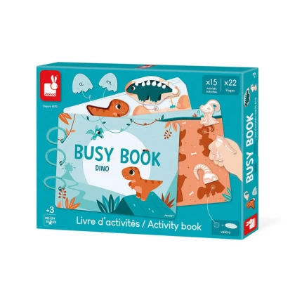Książeczka z zadaniami Busy Book Dinozaury 3+ / Janod