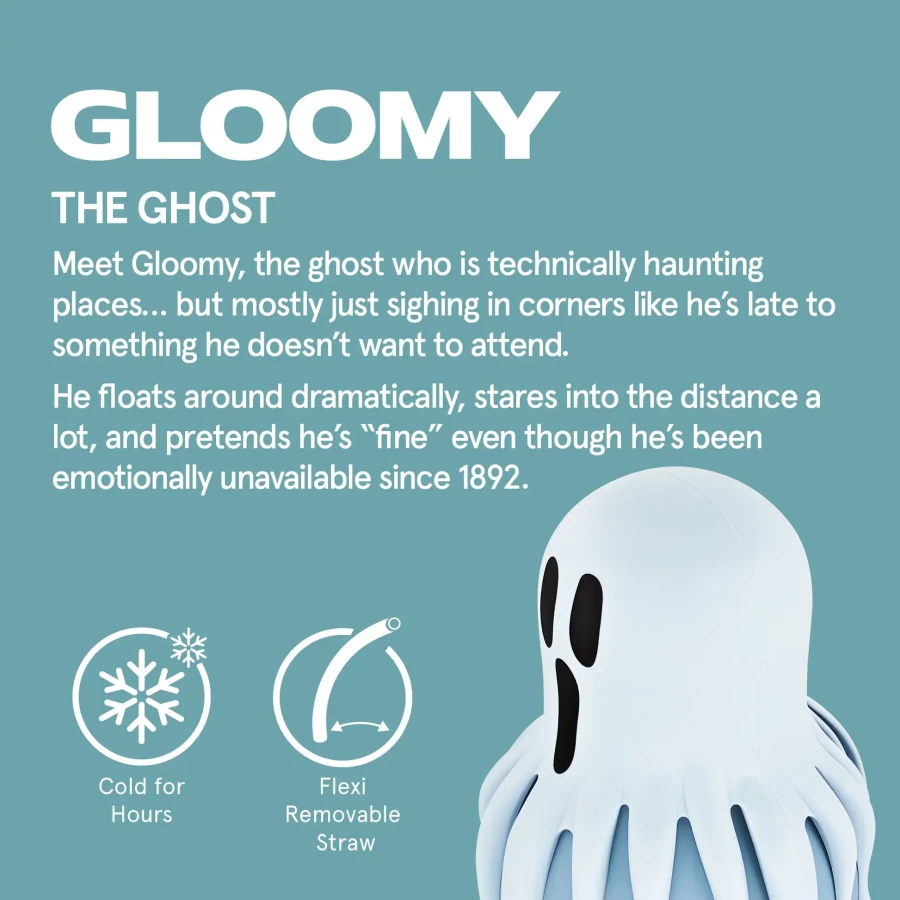 Butelka termiczna ze słomką Maxi Spookie, 660 ml - Ghost / Asobu Halloween