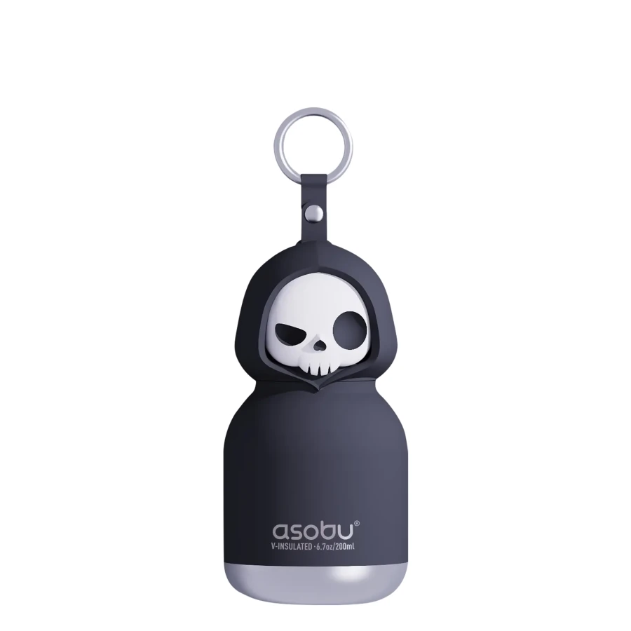 Butelka termiczna ze słomką Mini Spookie, 200 ml - Skeleton / Asobu Halloween