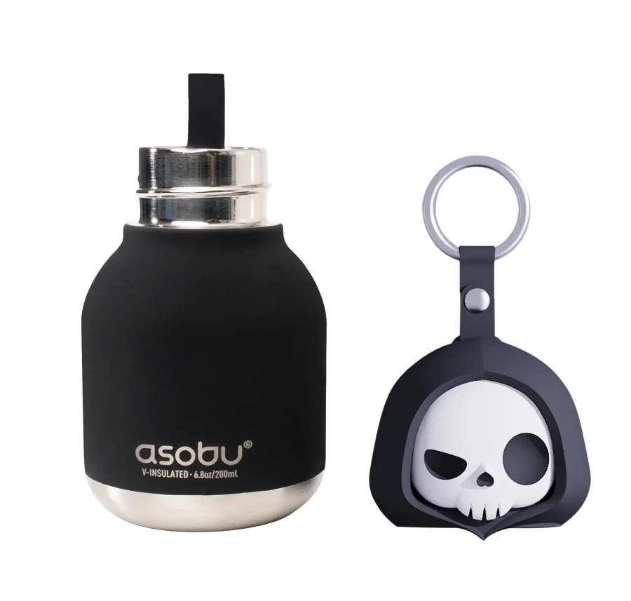 Butelka termiczna ze słomką Mini Spookie, 200 ml - Skeleton / Asobu Halloween