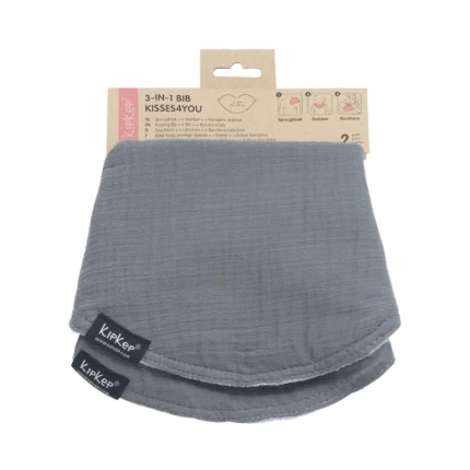 Śliniak bawełniany 3w1 - Grey, 2szt. / KipKep