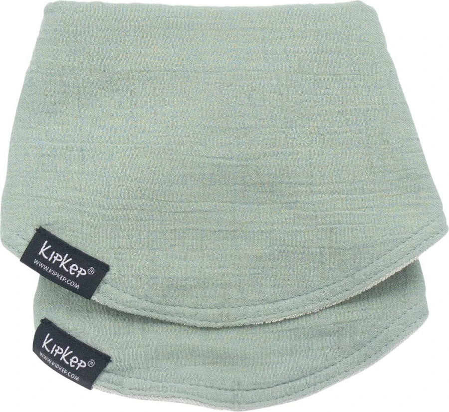 Śliniak bawełniany 3w1 - Pale Green, 2szt. / KipKep