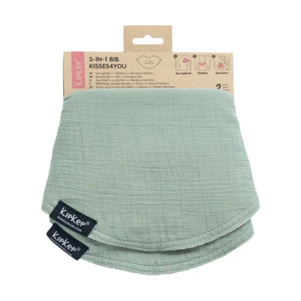 Śliniak bawełniany 3w1 - Pale Green, 2szt. / KipKep
