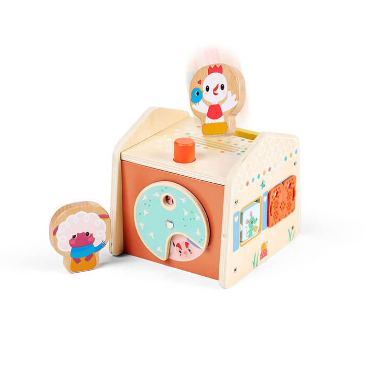 Drewniany domek manipulacyjny Zabawa w chowanego 12m+ / Lilliputiens