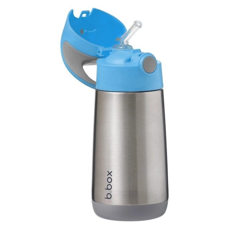 TERMOBUTELKA ZE SŁOMKĄ BLU SLATE 350 ML / b.box