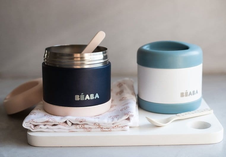 Duży pojemnik - termos obiadowy ze stali nierdzewnej 500 ml - baltic blue and white / Beaba