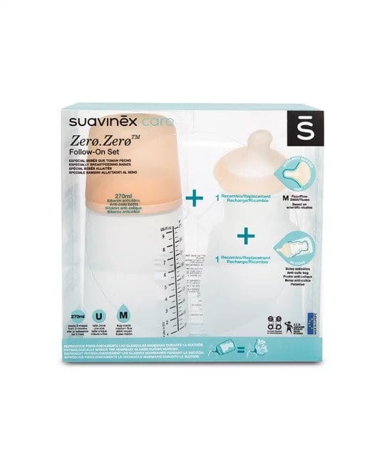 Zestaw startowy ZERO ZERO z butelką ze smoczkiem o średnim przepływie 270 ml / Suavinex