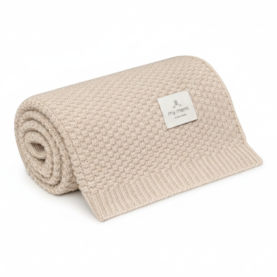 Kocyk ze 100% wełny merino warm beige - premium collection / My Memi