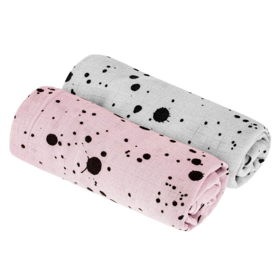 Pieluszka muślinowa Ink 2-pak szara/różowa / Sleepee
