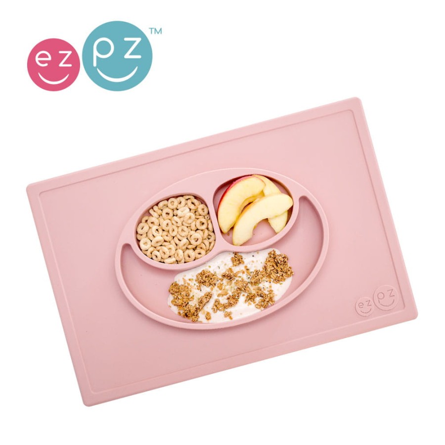 Silikonowy talerzyk z podkładką 2w1 Happy Mat pastelowy róż / EZPZ