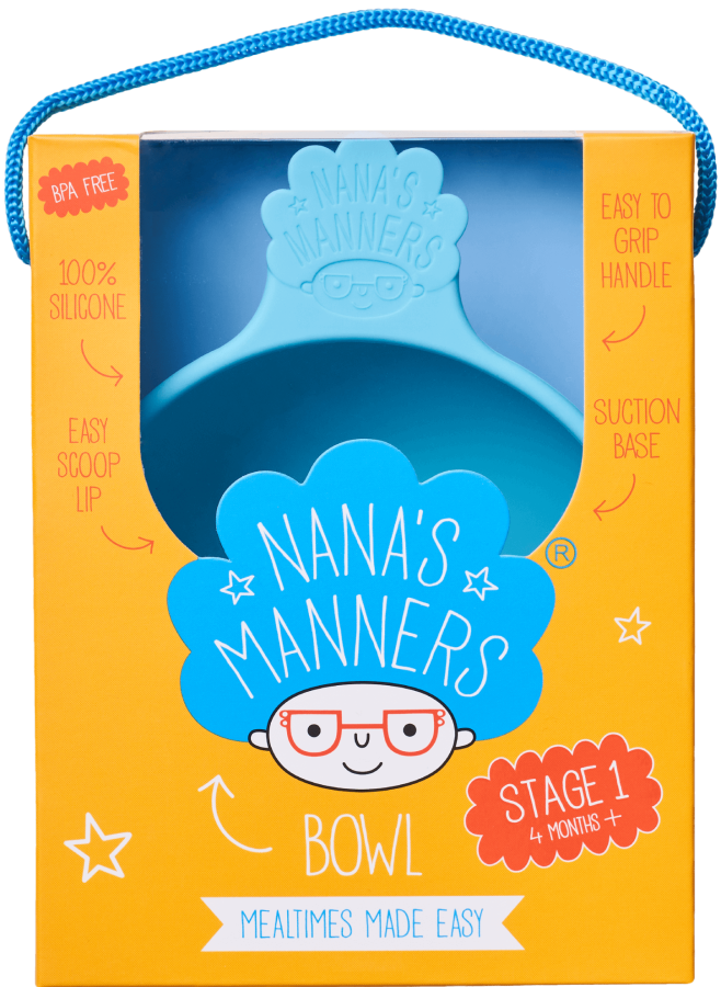 Miska silikonowa z przyssawką i uchwytem BLUE / Nana's Manners