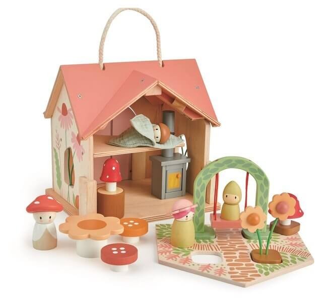 Przenośny, leśny domek z wyposażeniem i laleczkami / Tender Leaf Toys