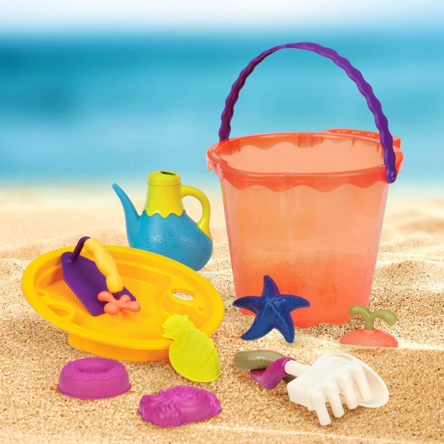 Shore Thing – wielkie wiadro z akcesoriami – pomarańczowe / B.Toys