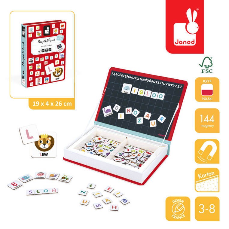 Magnetyczna układanka Polski Alfabet Magnetibook / Janod