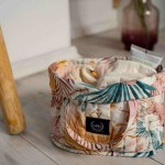 Organizer na pieluchy pikowany - Boho Palms Light - powder pink / La Millou