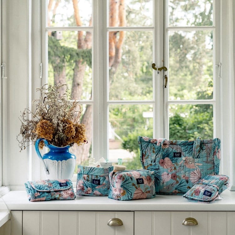 Organizer na pieluchy pikowany - Boho Palms - deep ocean / La Millou