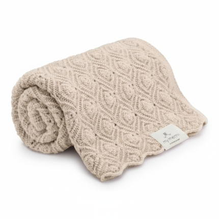 Kocyk ze 100% wełny merino warm beige Pearl - premium collection / My Memi