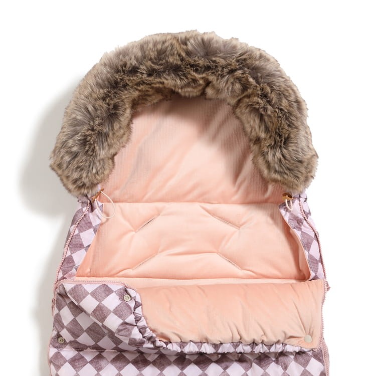 Zimowy śpiworek ASPEN WINTERPROOF COMBO - PRINCESS CHESSBOARD, POWDER PINK / La Millou