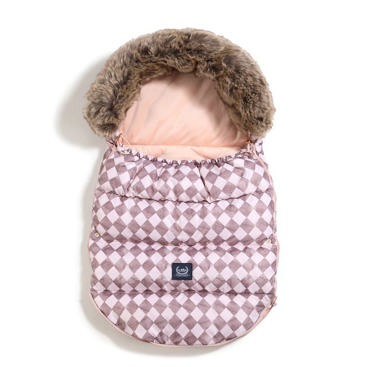 Zimowy śpiworek ASPEN WINTERPROOF COMBO - PRINCESS CHESSBOARD, POWDER PINK / La Millou