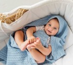 Kocyk z wełny merino - niebieskie ciasteczko PREMIUM / Lullalove