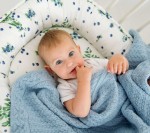 Kocyk z wełny merino - niebieskie ciasteczko PREMIUM / Lullalove