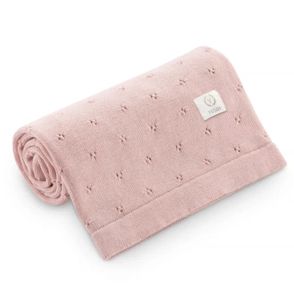 Koc dziany 100% merino wool JERSEY - jasny brudny róż / YOSOY