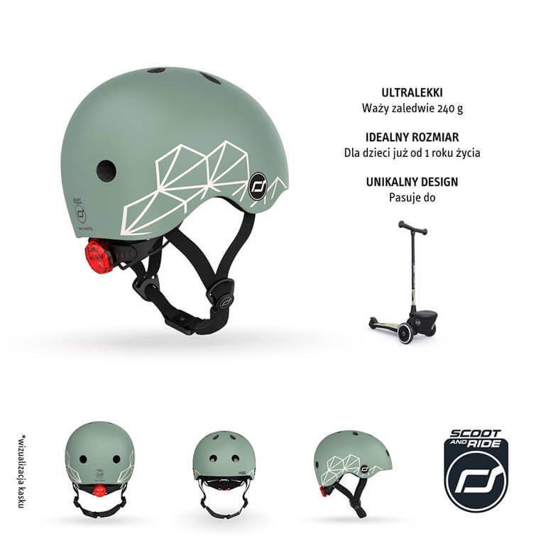 Kask XXS-S dla dzieci 1-5 lat Green Lines / Scootandride