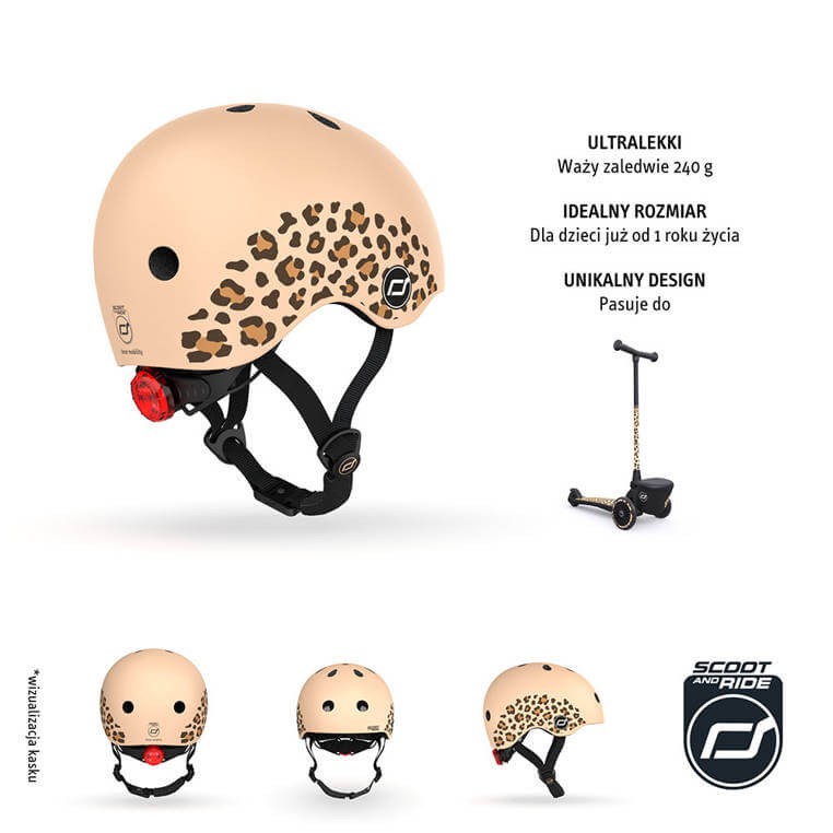 Kask XXS-S dla dzieci 1-5 lat Leopard / Scootandride