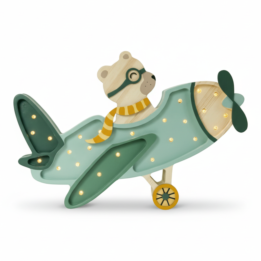 Lampa Little Lights Samolot Vintage - Pastel Khaki Bear / Little Lights