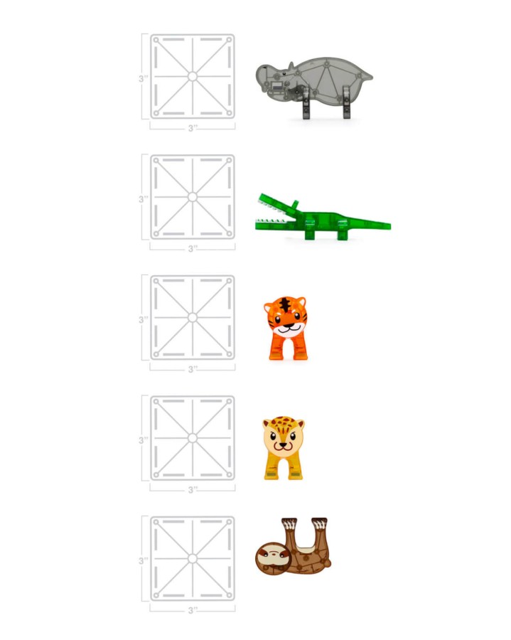 Klocki Magnetyczne Jungle Animals 25 el. / Magna-Tiles