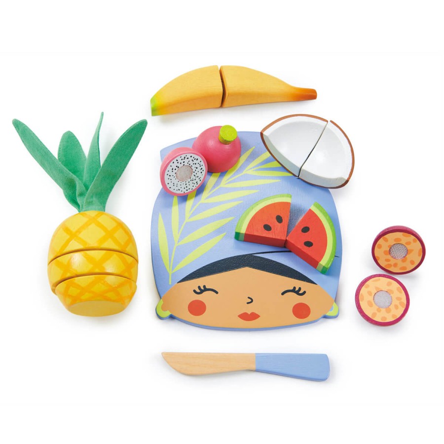 Drewniana deska z owocami tropikalnymi do krojenia / Tender Leaf Toys