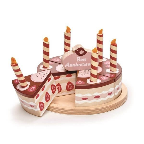 Czekoladowy, drewniany tort urodzinowy / Tender Leaf Toys