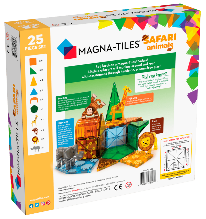 Klocki Magnetyczne Safari Animals 25 el. / Magna-Tiles