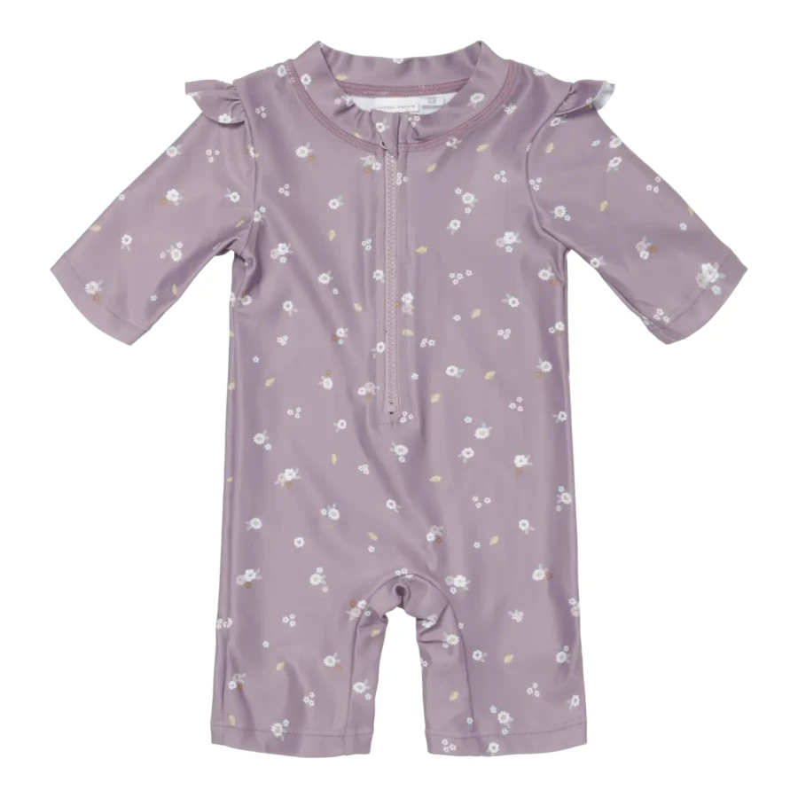 Swimsuit z rękawami Mauve Blossom / Little Dutch