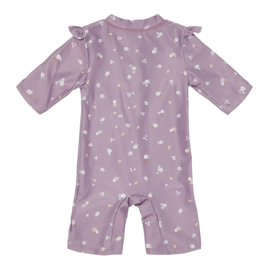 Swimsuit z rękawami Mauve Blossom / Little Dutch