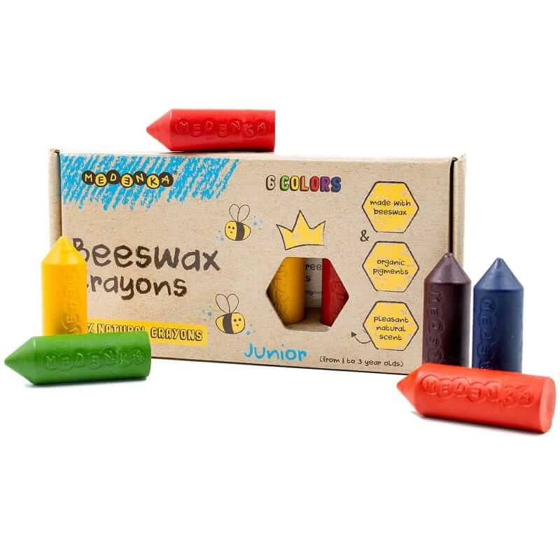Kredki Medenka JUNIOR z wosku pszczelego, 100% naturalne