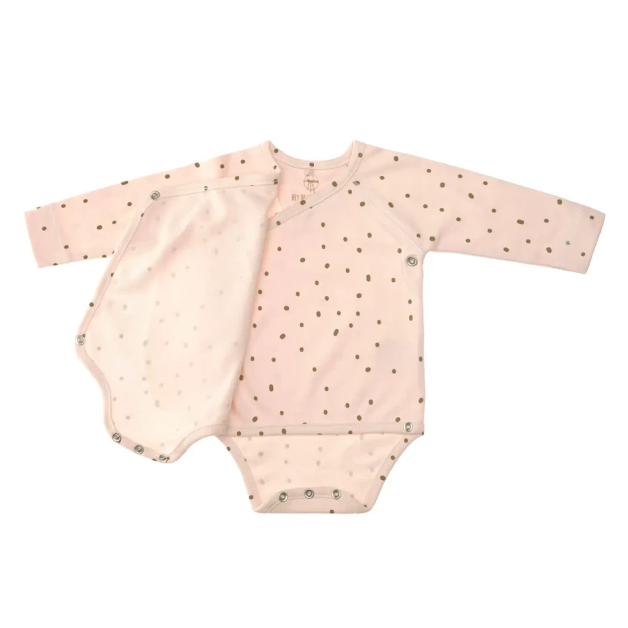 Body z długim rękawem GOTS, Dots powder pink / Lassig