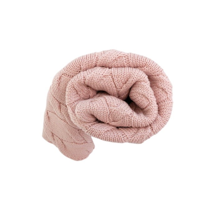 Kocyk z wełny merino - pudrowy róż, kolekcja PREMIUM / Lullalove